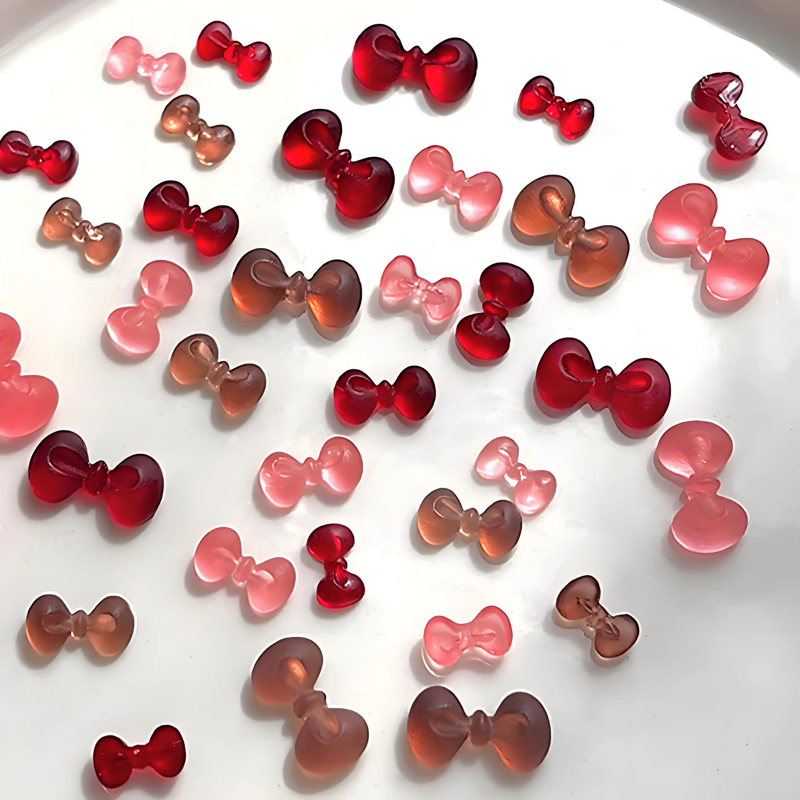 

50Pcs Mixed Sizes 3D Frosted Translucent Nail Art Bow Tie Chamrs Accessories For TranslucentNails Decoration Manicure Supplies