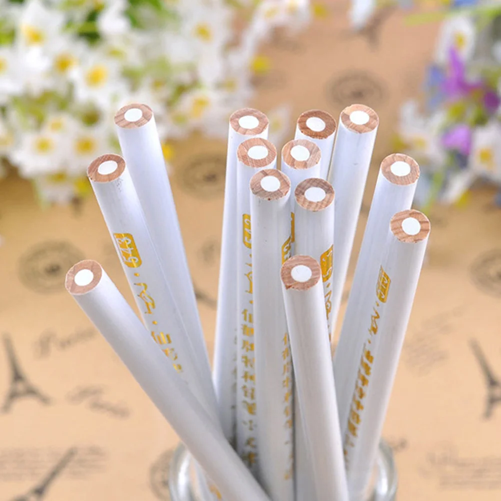

HONMEET 12pcs White Nail Pencil for French Manicure Whitening Art Dotting Tool Nail Design Supplies