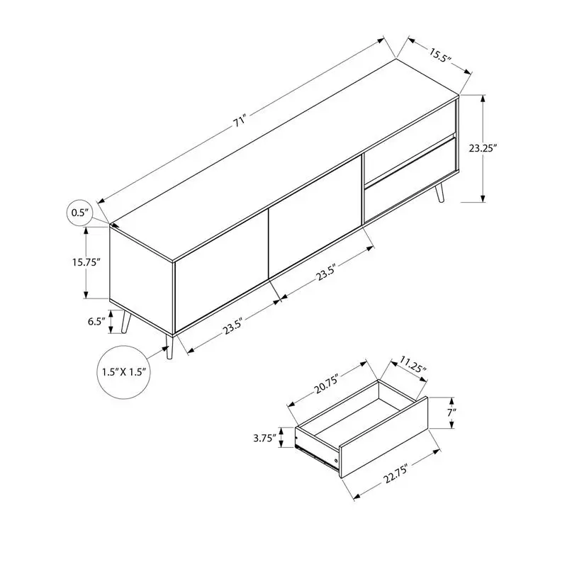 Mid Century 72-Inch Walnut TV Stand, Media Console with Storage Drawers & Cabinet for Entertainment Center