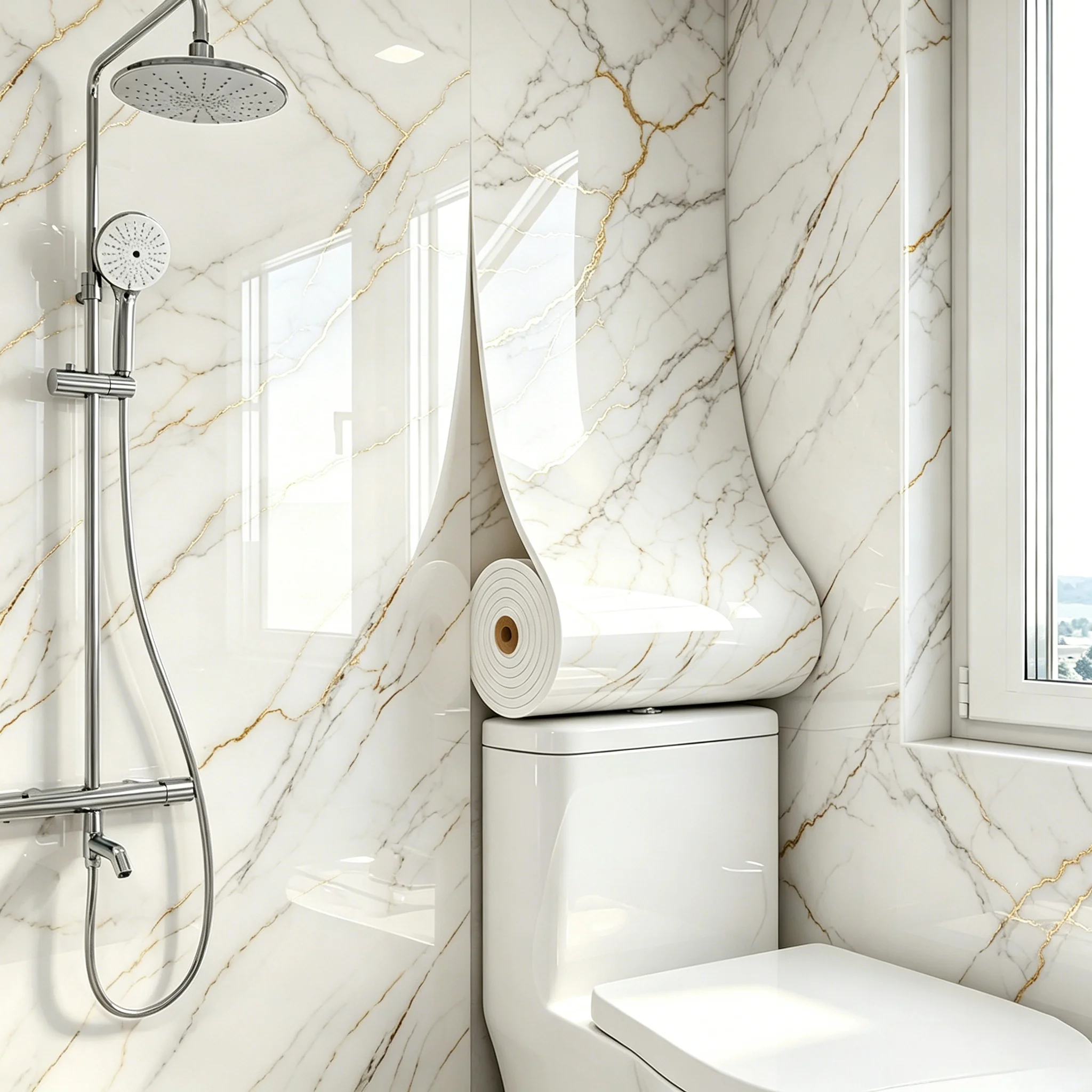 

1 Roll Marble Pattern Wallpaper Thick Foam Self Adhesive Anti Oil Stain Tile Wall Sticker Bedroom Kitchen Home Interior Decor