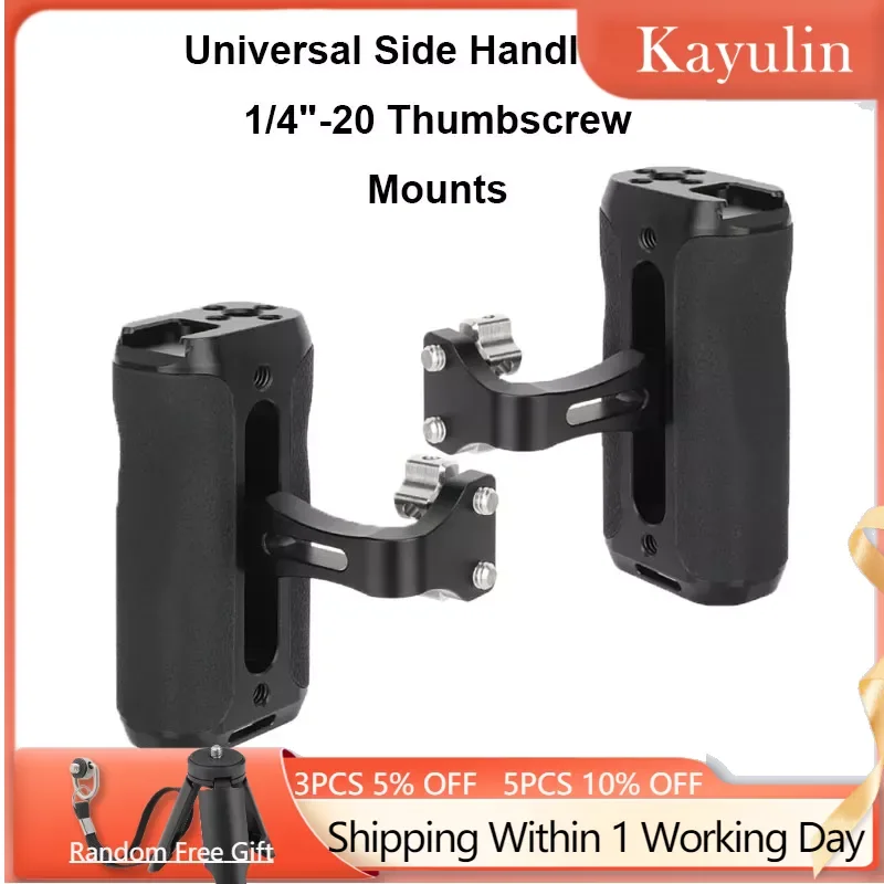 

Kayulin Universal Camera Side Handle Monitor Handgrip with 1/4"-20 Thumbscrew Mounts For Sony For Dslr Light Microphone Arm