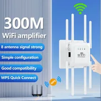 300Mbps WiFi Repeater 2.4Ghz Router Wireless Booster Amplifier Network Extender 8 Antennas Wireless Router Network Home Office