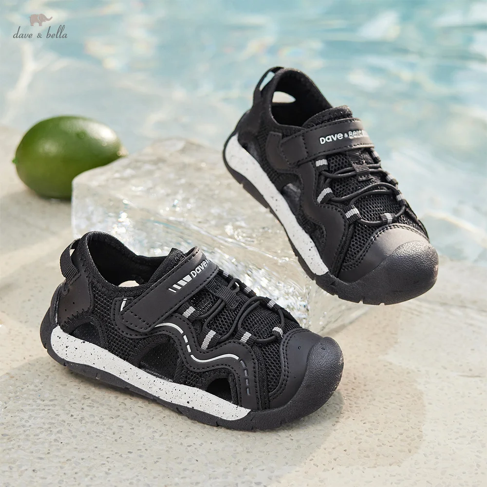 Dave Bella Boys Sandals Summer Shoes Cool Breathable Anti-slip Fashion Mesh Black Casual Sports Children Beach Sandals DB2261034