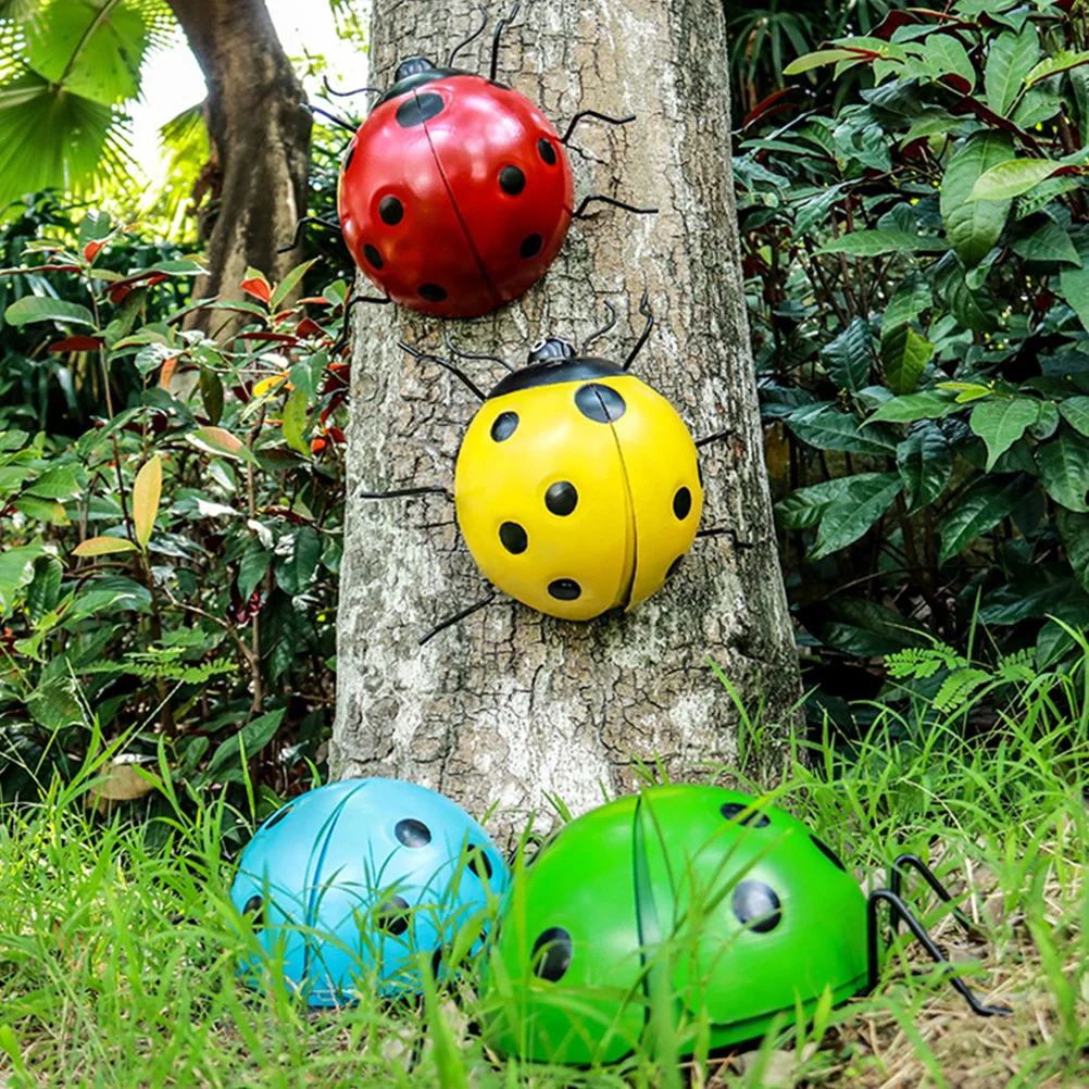 

Simulated Ladybug Pendant Garden Sculpture Ornament Manual Home Decoration Outdoor Decorations Iron Statue