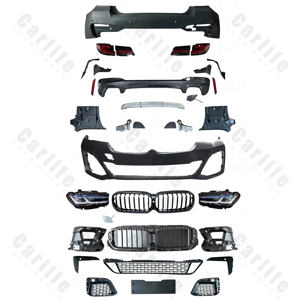 Car bumper for BMW 5 series conversion F10 to G30 Lci 2022 appearance include bumper headlight hood Fender tail pipe tail light