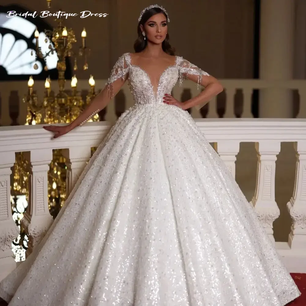 

Индивидуальные свадебные платья: очаровательное роскошное свадебное платье с длинными рукавами, расшитое бисером (vestidos de novia)