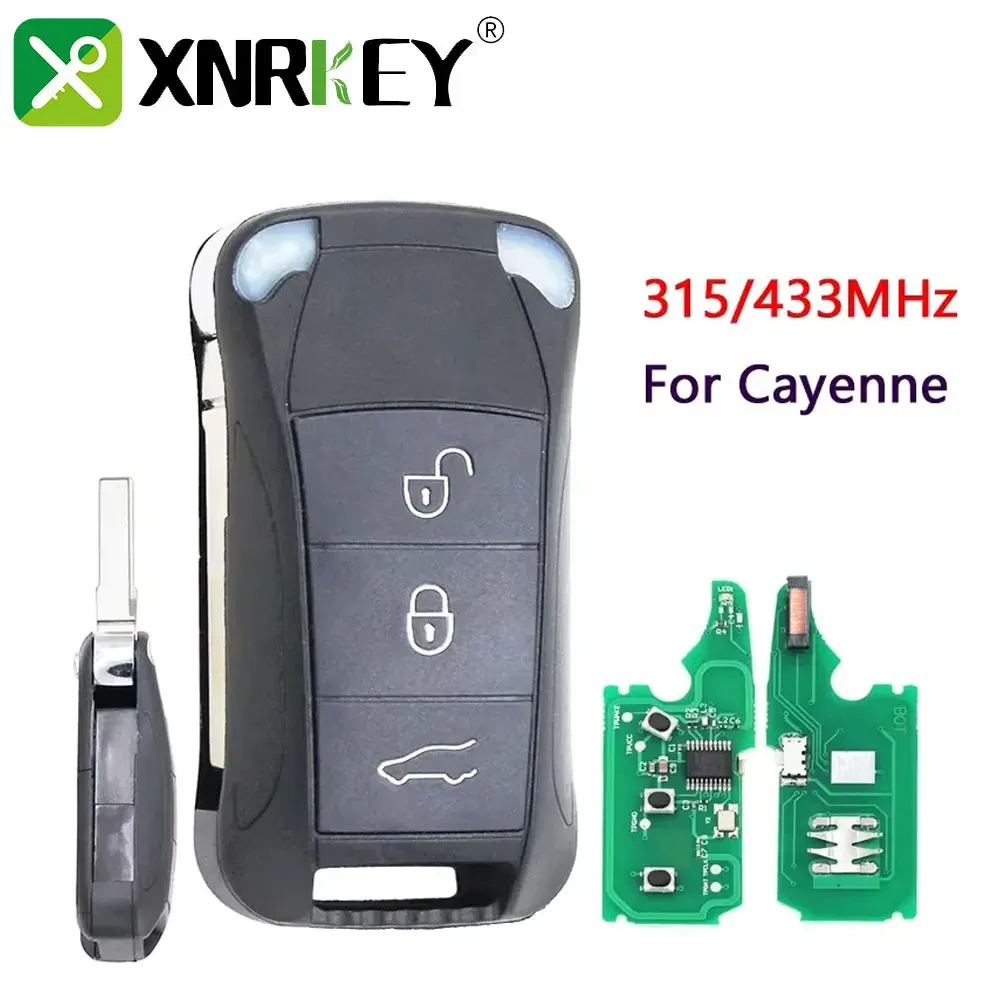

XNRKEY ключ с дистанционным управлением, 3-кнопочный брелок 315 МГц/433 МГц для Porsche Cayenne 2004-2011 с чипом ID46 с необрезанным лезвием, умный автомобильный ключ
