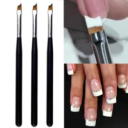 French Tip Nail Brushes Half-Moon Oblique Head Black Handle Nail Brushes UV Gel Acrylic Painting Drawing Pen for French Nail Tip