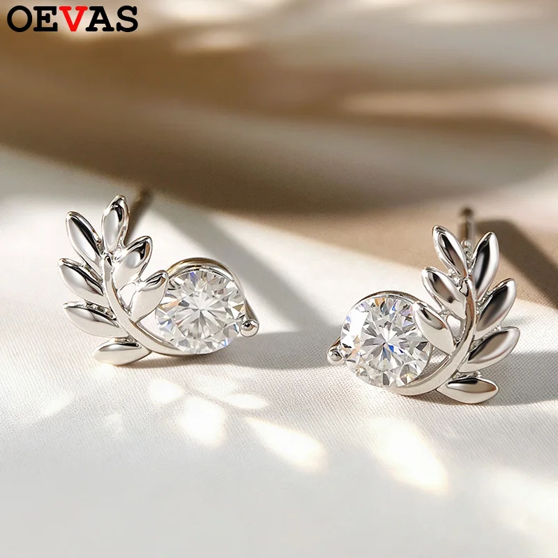 

Серьги-гвоздики OEVAS с круглым муассанитом 3,5 мм для женщин, из стерлингового серебра S925, проходят тест на подлинность бриллианта, серьги-крылья, свадебные украшения