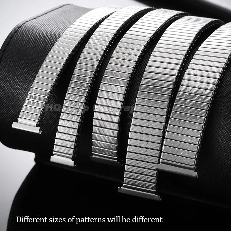 12/14/16/18/20mm Elastic Stretch Stainless Steel Watch Band Flexible Expandable Metal Strap Silver Gold Bracelet for Men Women