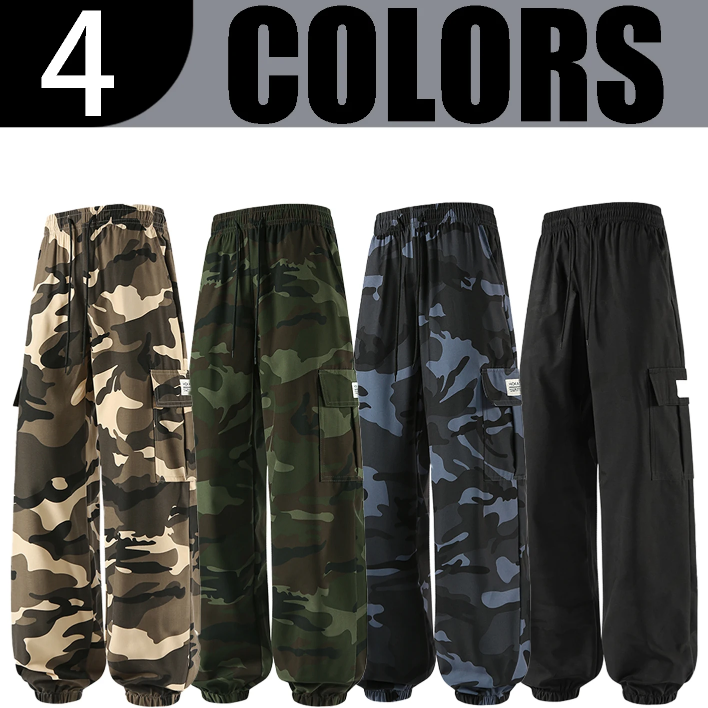 Cargo Jogger Pants - بنطلون رياضي كارجو مموه للرجال بخصر
