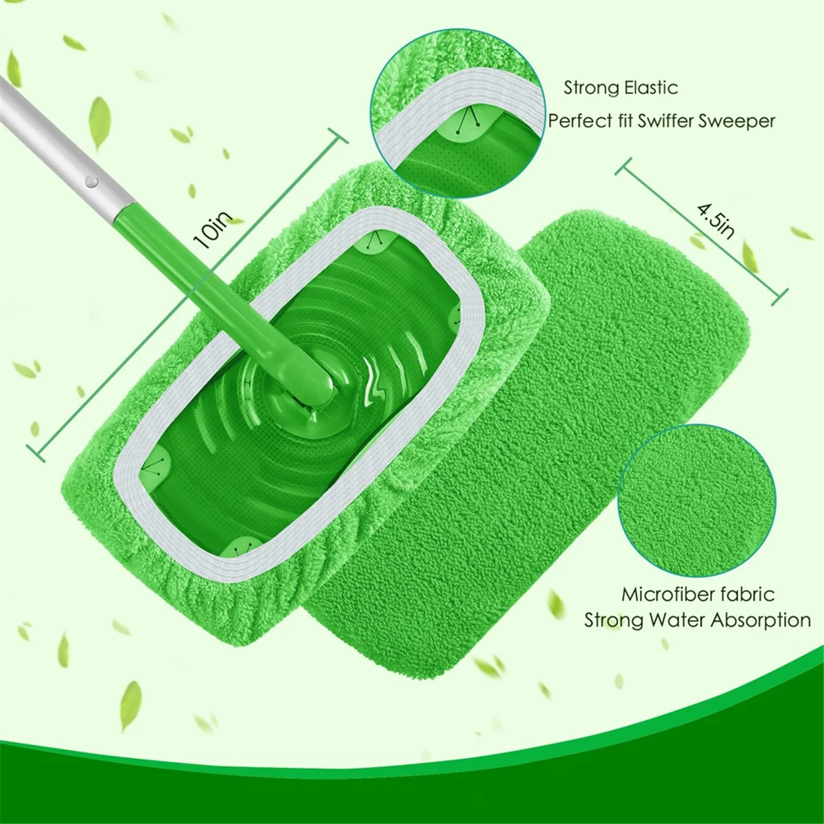 4PCS Mop Pads Refill for Swiffer Sweeper Mop-Dry Sweeping Cloths&Wet Mopping Cloths Washable for Household Cleaning