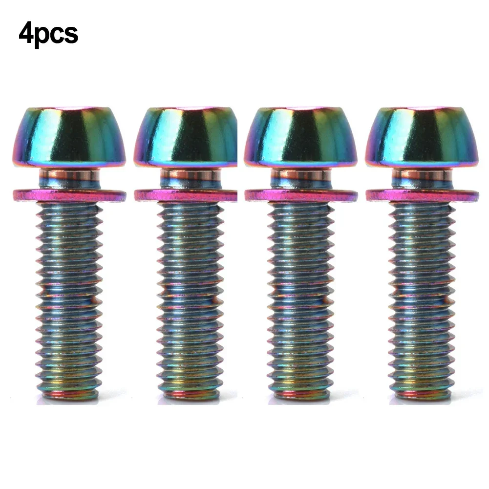 4Pcs M5 M6ร20mm Bicycle Handlebar Screw Colorful Steel MTB Bike Handle Bar Stem Riser Screw Bike Bicycle Screw Accessories