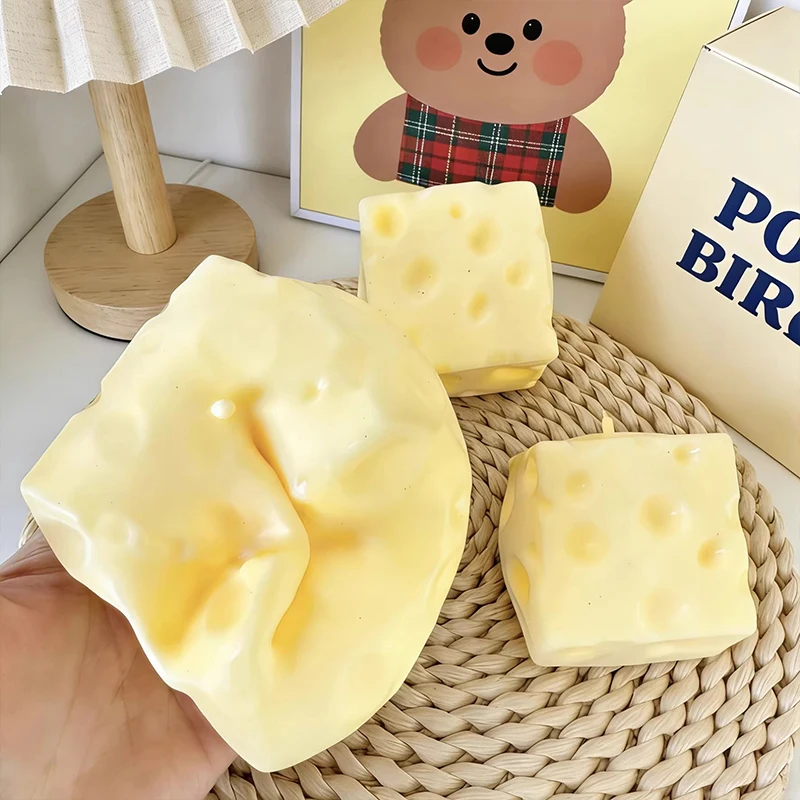 Pelota Antiestrés Gigante en Forma de Cubo de Queso, Pelota Moldeable de Queso, Juguete Sensorial Antiestrés que No Rebota, Regalo para Festivales