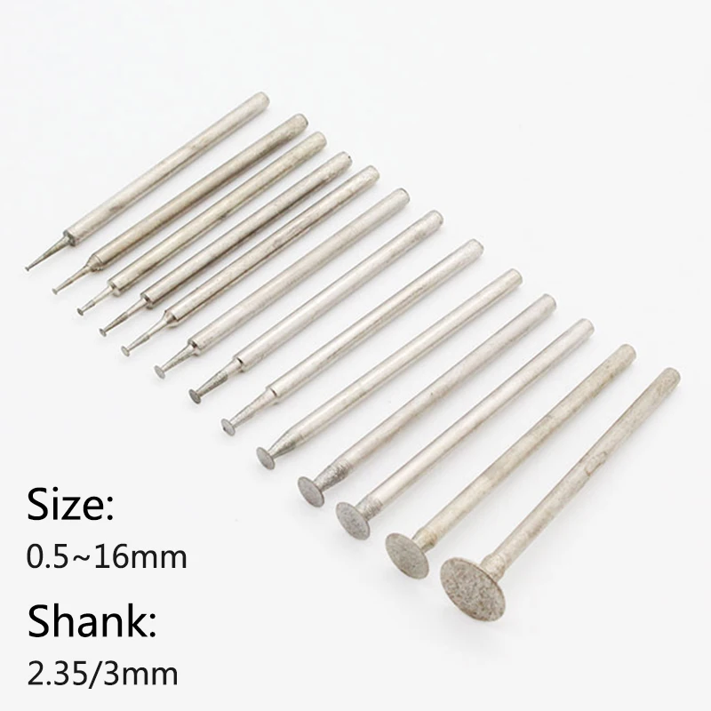 50/10/5Pc 0.5~16mm K-Needle T-shaped Electroplate Diamond Head Burr Grinding Engraving Bit for Dremel Rotary Tool 2.35/3mm Shank