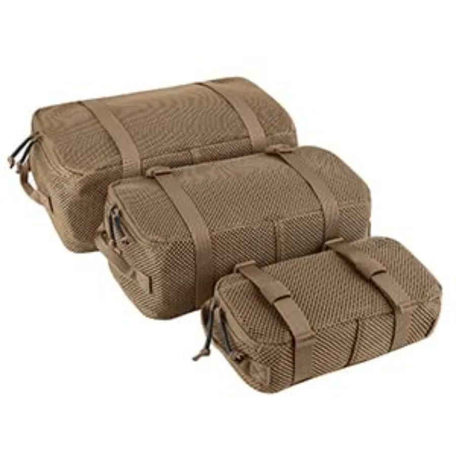 

Набор из 3 тактических модульных упаковочных кубов PETAC GEAR: Большая сетчатая сумка для хранения для организации вещей в поездках и на природе, прочная и легкая