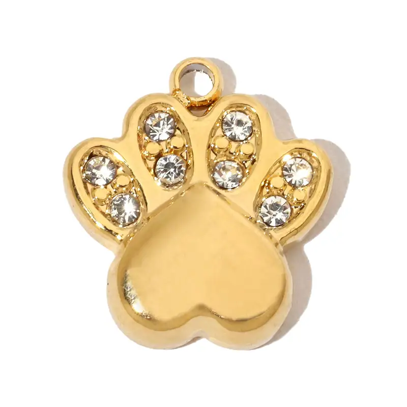 3pcs/Lot Stainless Steel Zircon Bear Paw DIY Bracelet Charm Heart Key Star Moon Necklace Pendant Woman Bowknot Jewelry Wholesale - Image 6