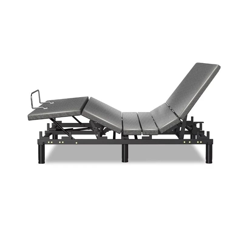 Modern electric queen bed frame with adjustable height and sports massage function, suitable for living room, outdoor apartment
