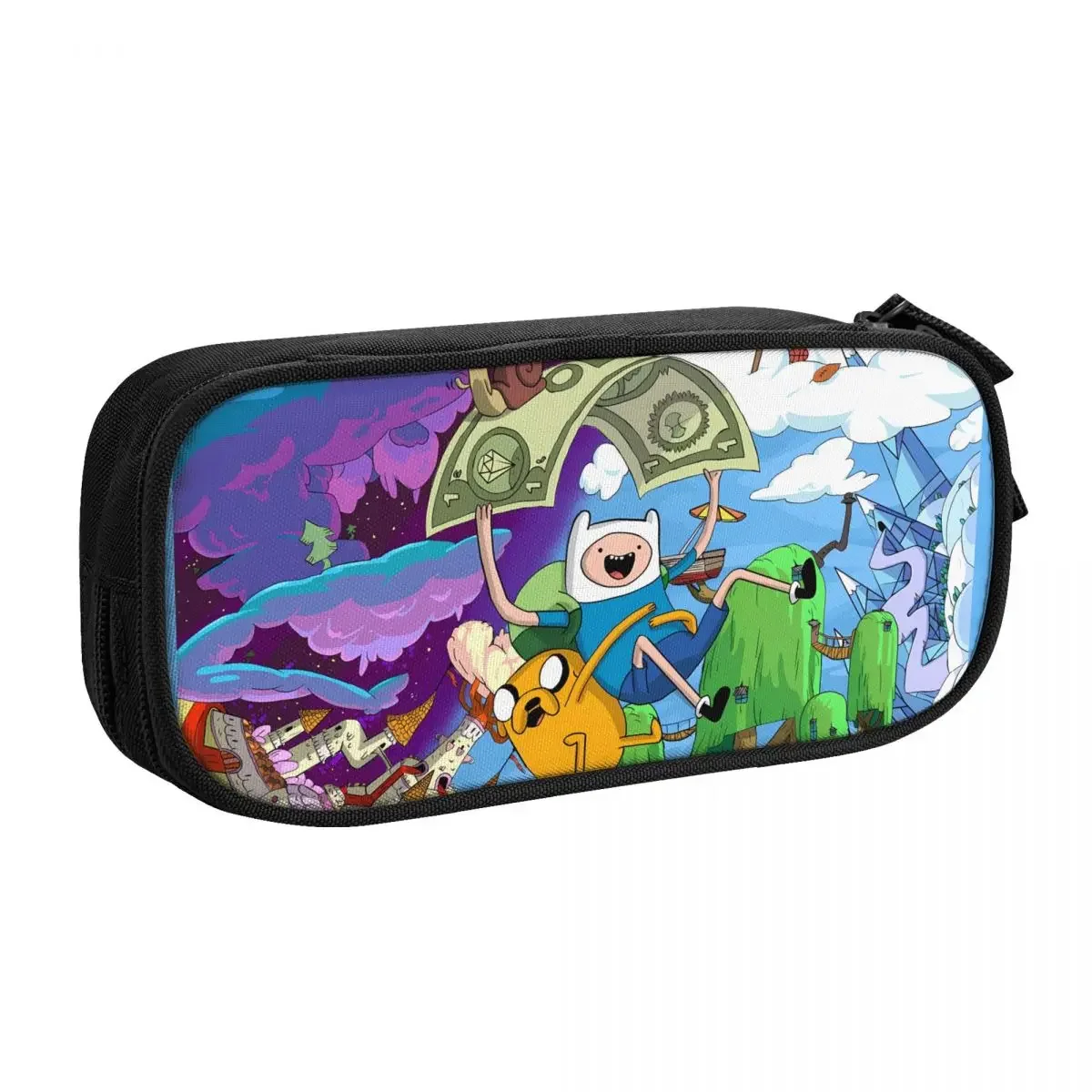 Cartoon Adventure Time Finn Jake Big Capacity Pencil Pen Case Office College School Large Storage Bag Pouch Holder Box Organizer