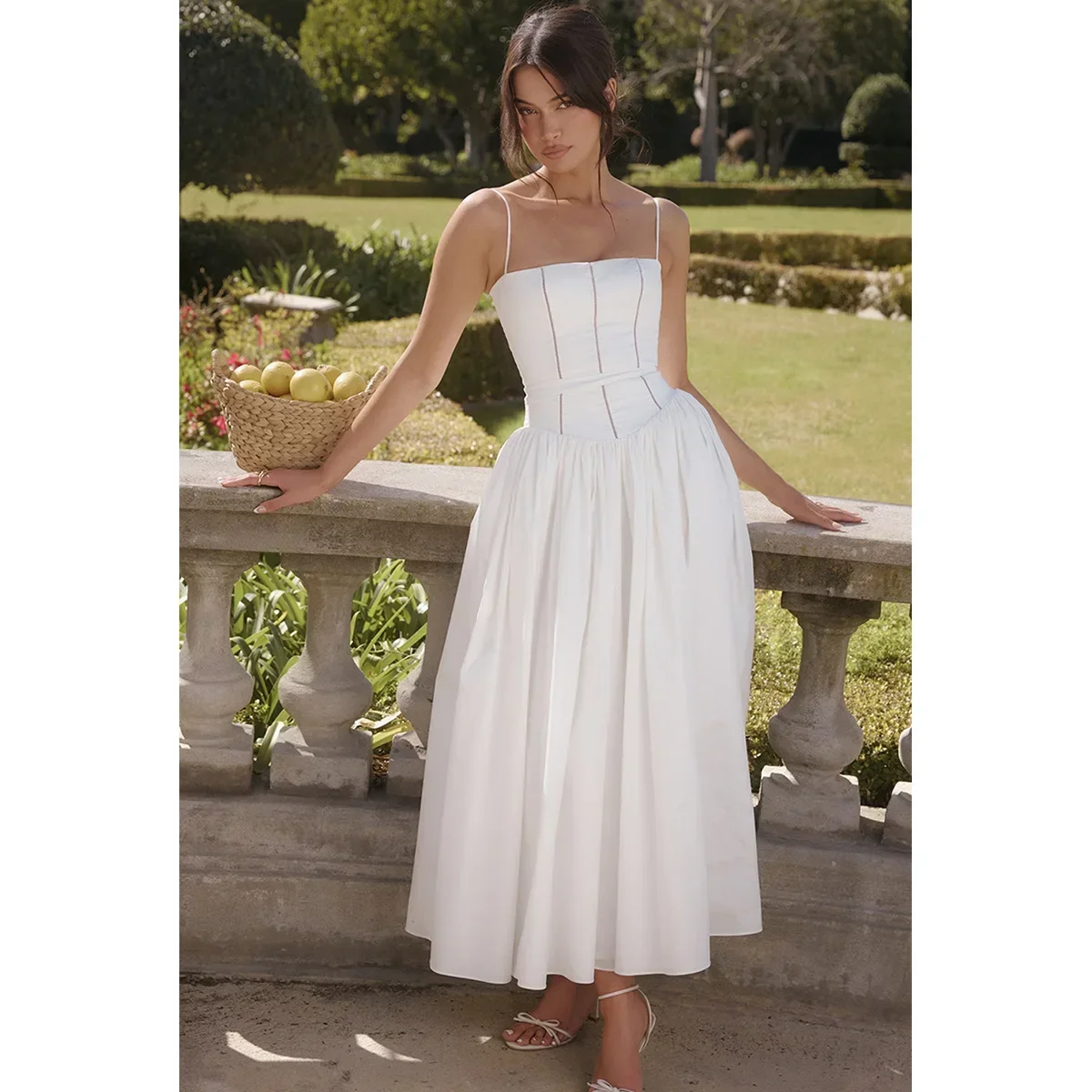 

Summer Elegant Dresses for Women 2025 New Arrivals White Long Party Dresses Hollow Out Flare Female Clothing dresses