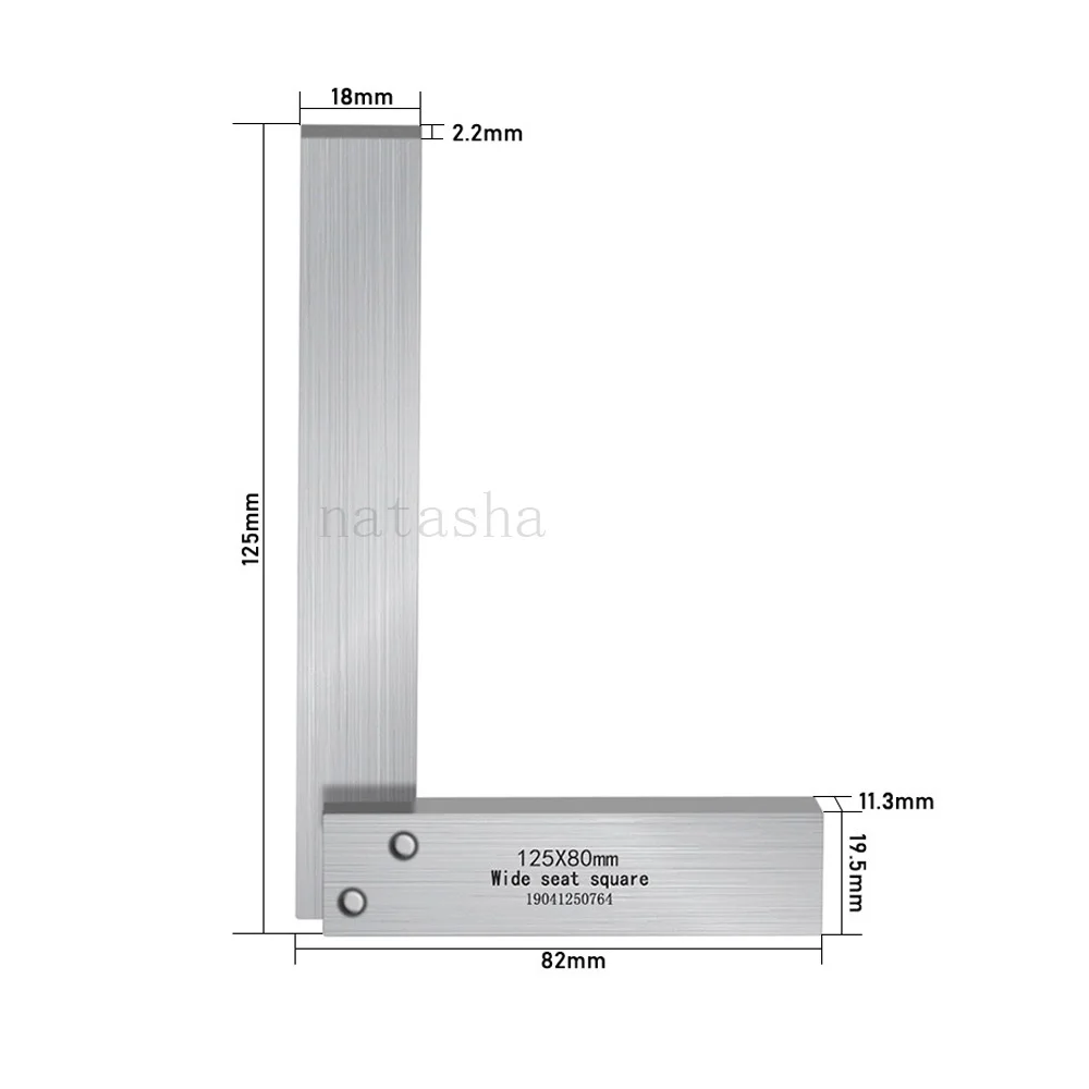 Hot Sale 80*50Mm Hoek Vierkant Breed Mes-Vormig 90 Graden Hoek Blade Liniaal Meet Meetinstrument