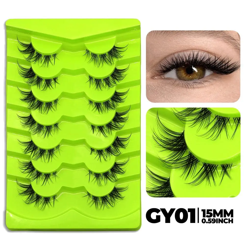 Big Eye Fox Eye Lashes 7 Pairs Cross Cluster Fairy 3D Faux Mink Lashes Natural Look Winged Fake Eyelashes