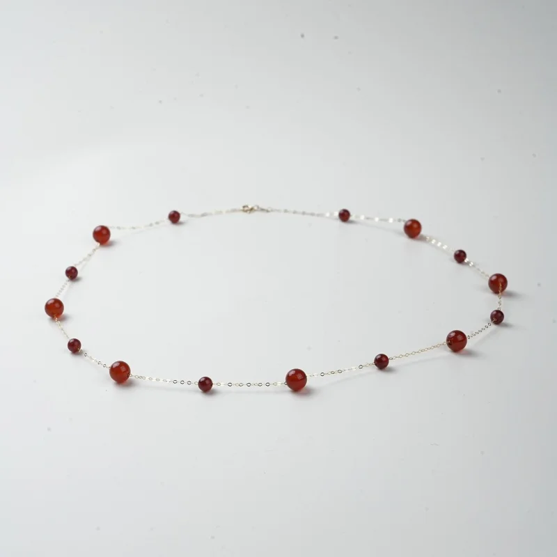 XF800 Natrual Red Agate Necklace Pendant 18K Yellow Gold au750 Fine Jewelry Stars Original Design Wedding PartyXL2026050