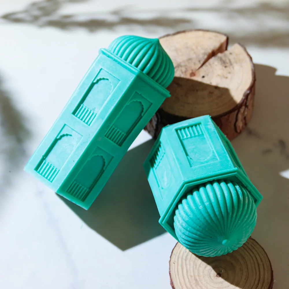 Geometric Castle Candle Mold DIY Arabic Architecture Style Silicone Mold Eid al Fitr Gypsum Resin Making Tool Religious Ornament