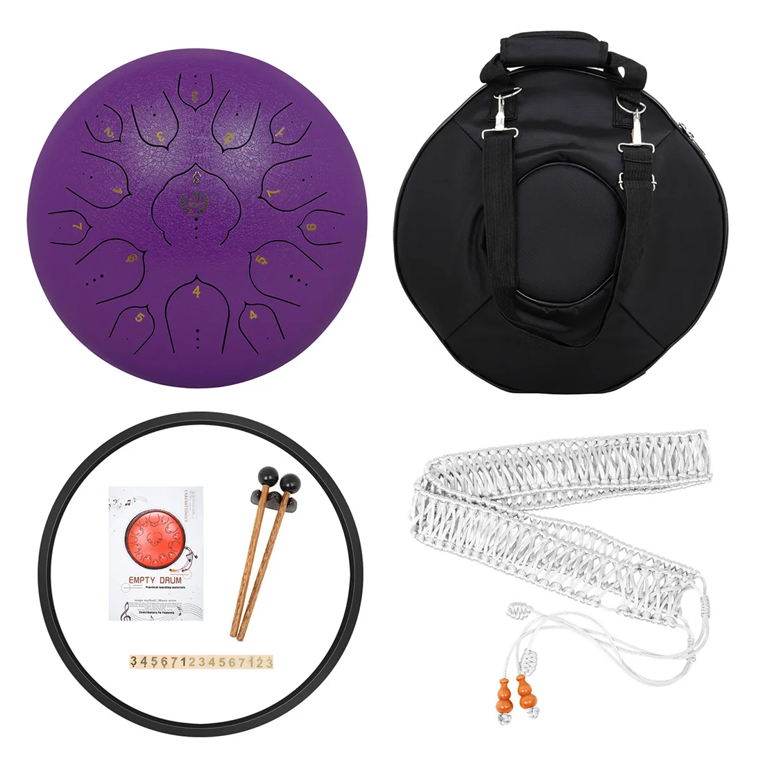 

M MBAT 14 Inch 15 Notes Steel Tongue Drum D Tone Ethereal Drum Percussion Musical Instrument Steel Drum With Bag Drumsticks