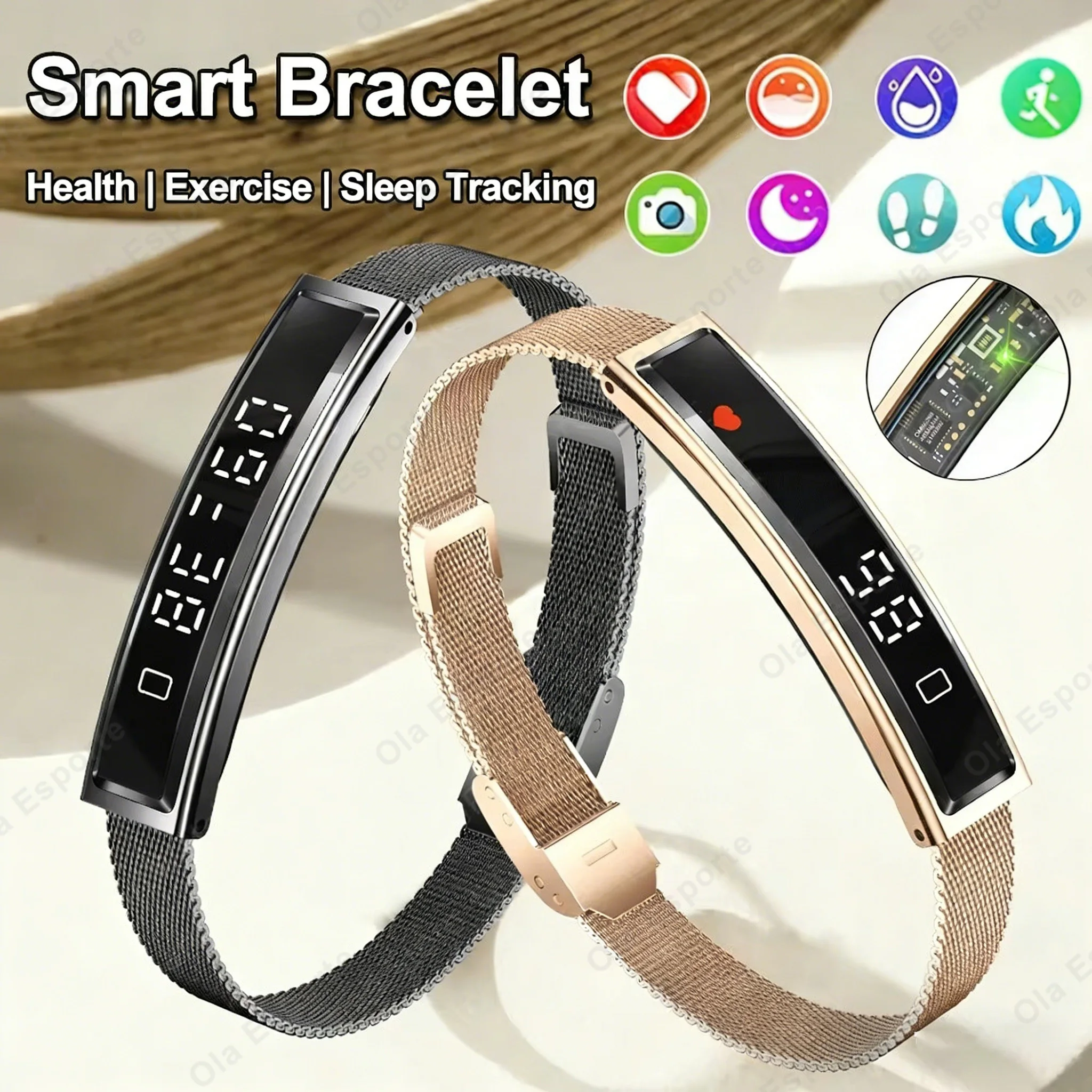 

Health Smart Bracelet Men Women Fitness Sports Band Stress Test HRV Monitor Waterproof Pedometer Smart Watch for Android iOSMA27