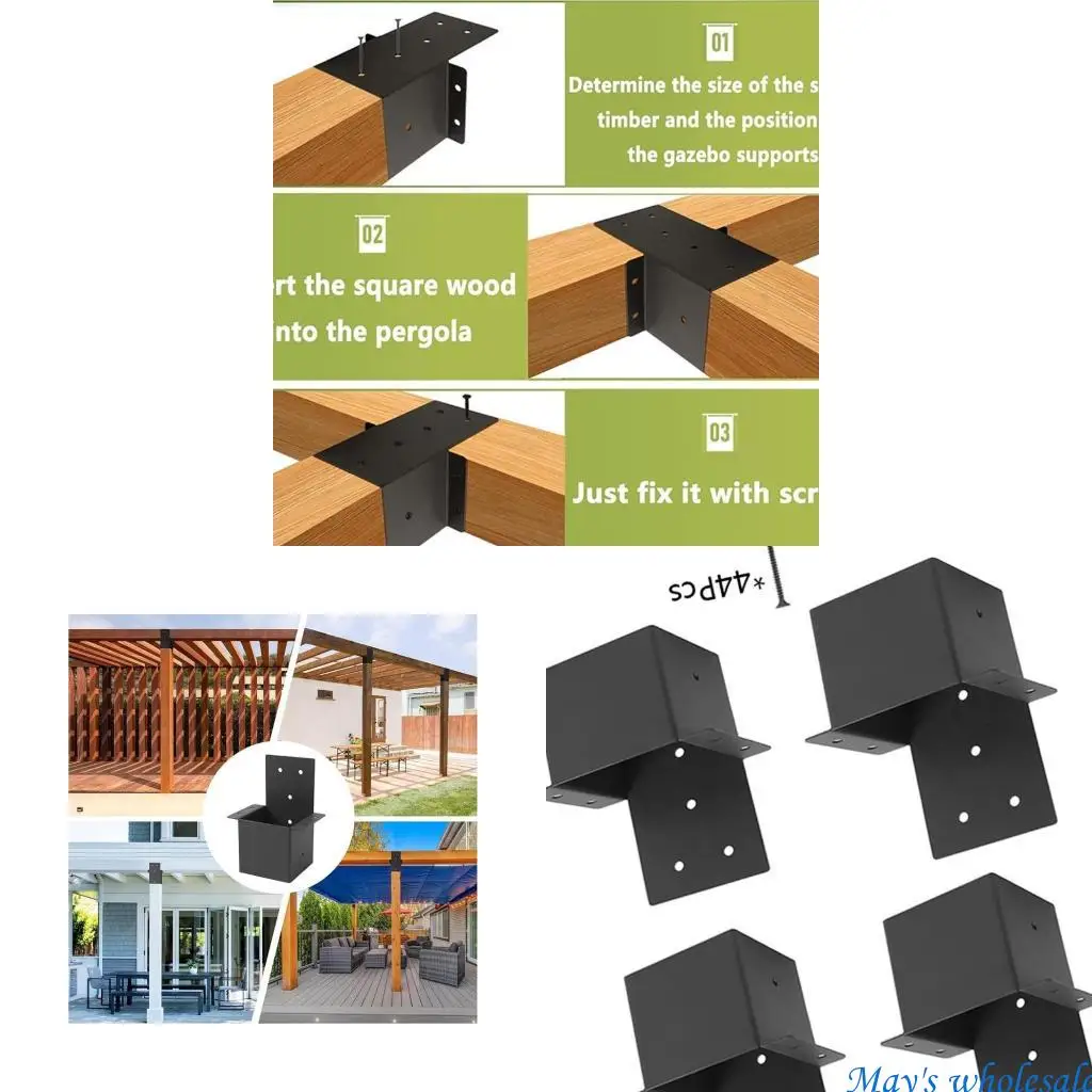 

2pcs Patios Pergola Post Connectors 4x4inch