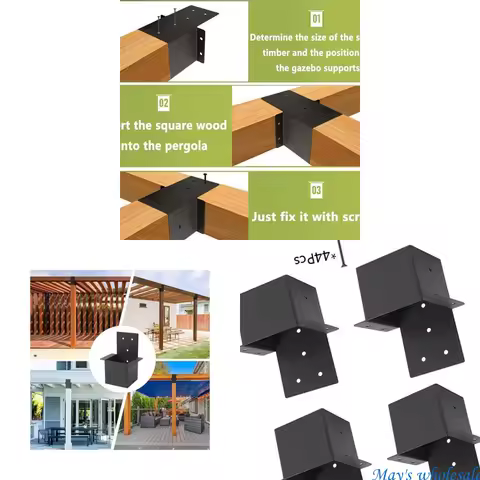2Pcs 4x4inch Post Top Rafter Bracket Patios Pergola Post Connectors Post Top Rafter Bracket for Deck Railing Cabin 448A