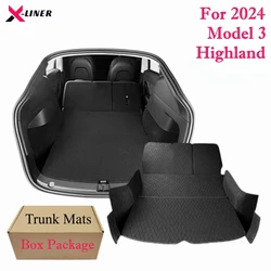 For New Tesla Model 3 Highland 2024 PU Front Rear Trunk Mats Non-Slip Fully Surrounded Seat Back Cushion for Model 3Accessories