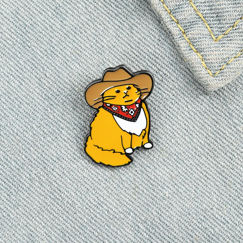 Brooches Enamel Pins Cartoon Fat cat with hat Badges Backpack Hat Shirt Lapel Pin Jewelry Gifts for Friends