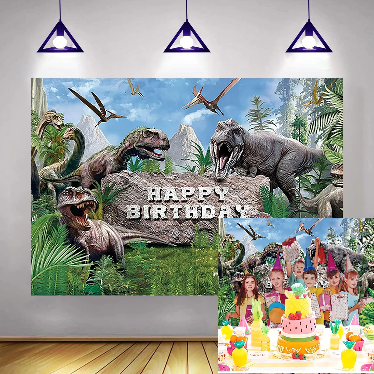 Jurassic Park Dinosaur Theme Backdrop Happy Birthday Kids Photography Decoration New Born Baby Shower Family Welcome Banner