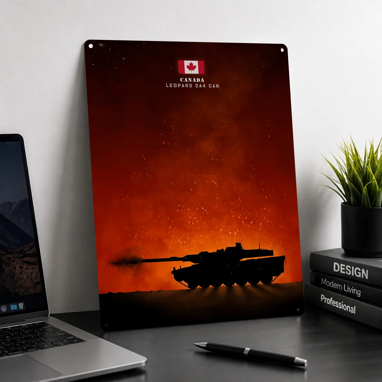 Leopard 2a4 Canada MBT 3D Texture Printed Poster Custom Vintage Metal Tin Plate Sign for Wall Art Home Decor Room Interior House