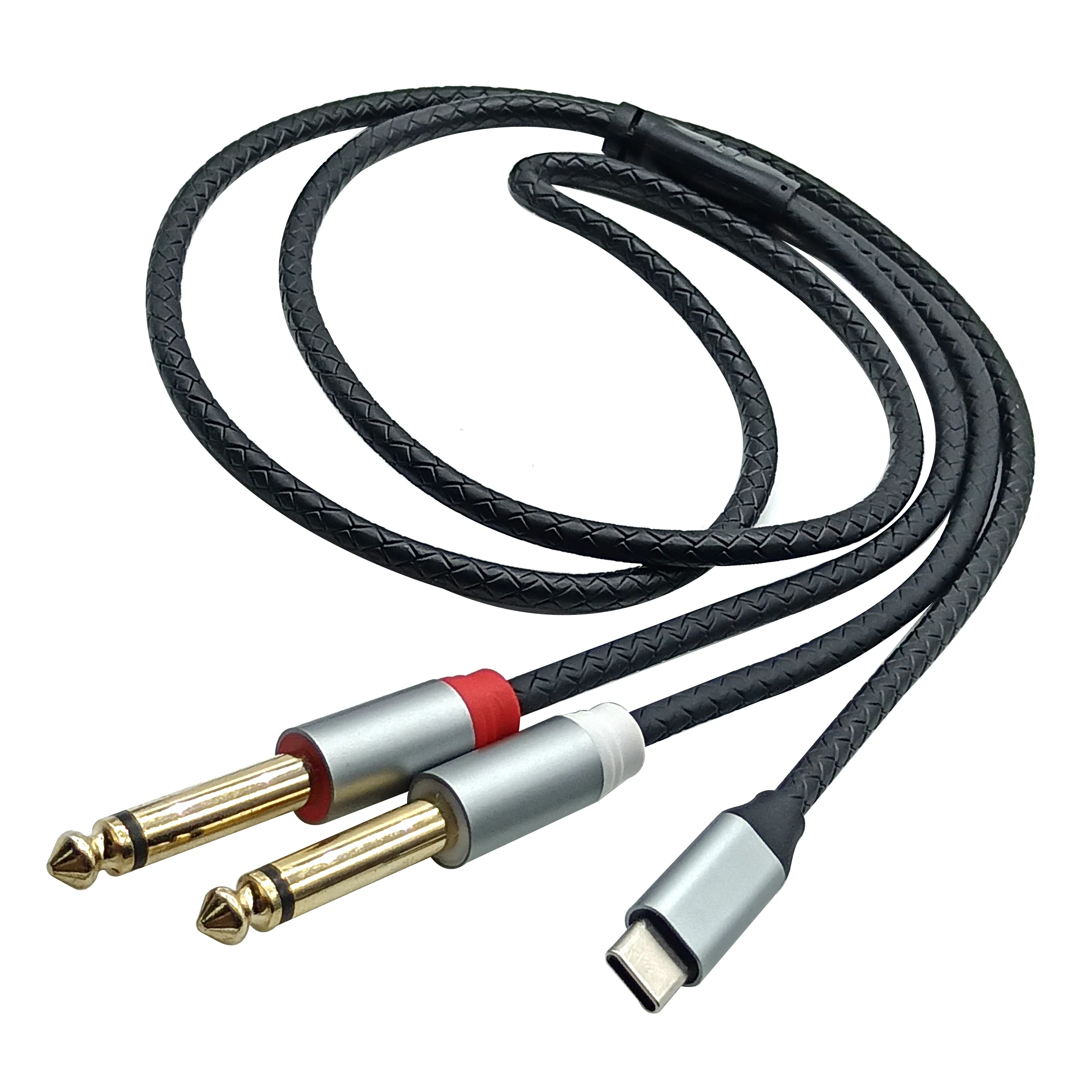 USB C to Dual 6.35mm Mono Splitter Y Cable