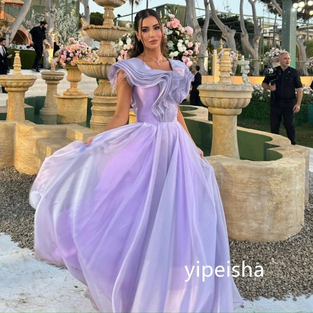 Customized Exquisite Organza A-line V-neck Long Dresses Prom Dresses Modern Style Pastrol Unisex Chinese Style Formal Casual Ret