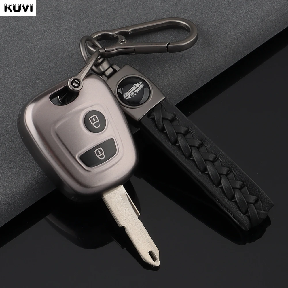 2-Tasten-TPU-Autoschlüsselhülle mit Schlüsselanhänger für Peugeot 107 206 207 307, für Citroen C1 C2 C3 C4, für Toyota Aygo
