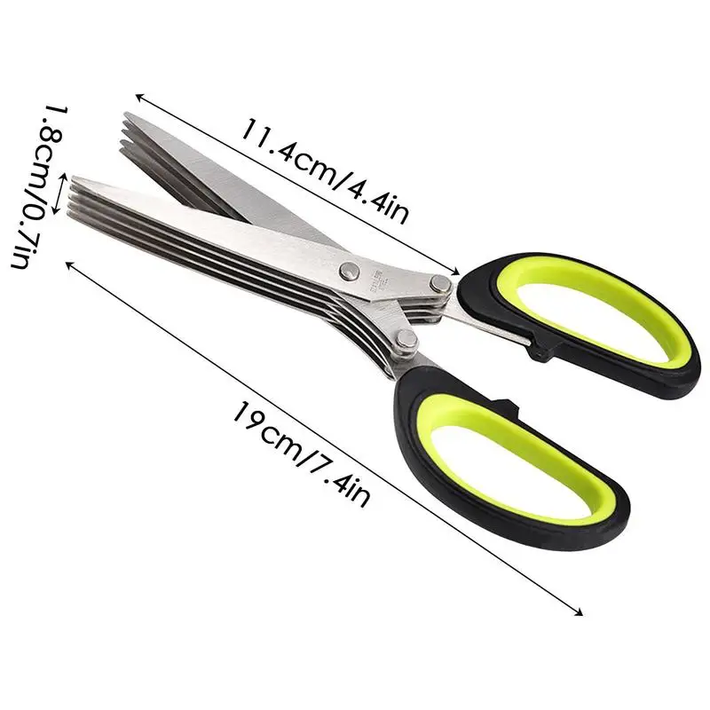 Multi-Layer Scissor Stainless Steel Kitchen Scissor Green Onion Scissor Herb Cutting Shear With Safe Cover Vegetable Meat Shear