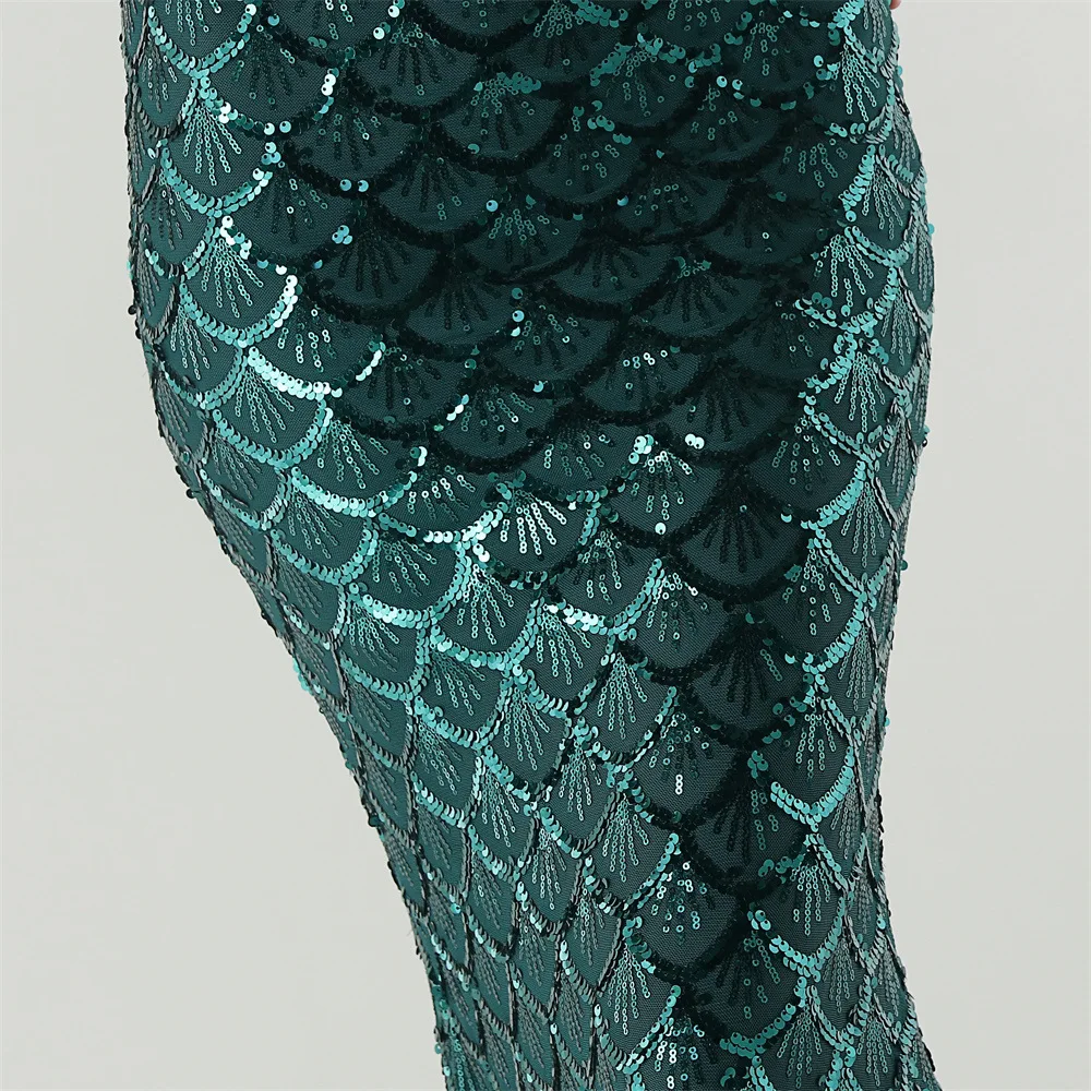 2025 New Suspender Deep V Slim Fit Fish Scale Sequin Green Dress for Party Formal Banquet Evening Dress