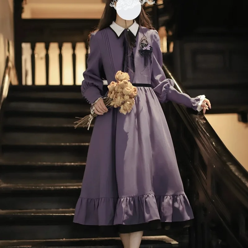 빅토리아 고딕 로리타 Jsk 드레스 여성 할로윈 Y2k 박쥐 칼라 셔츠 모직 공주 드레스 빈티지 펑크 하라주쿠 파티 드레스