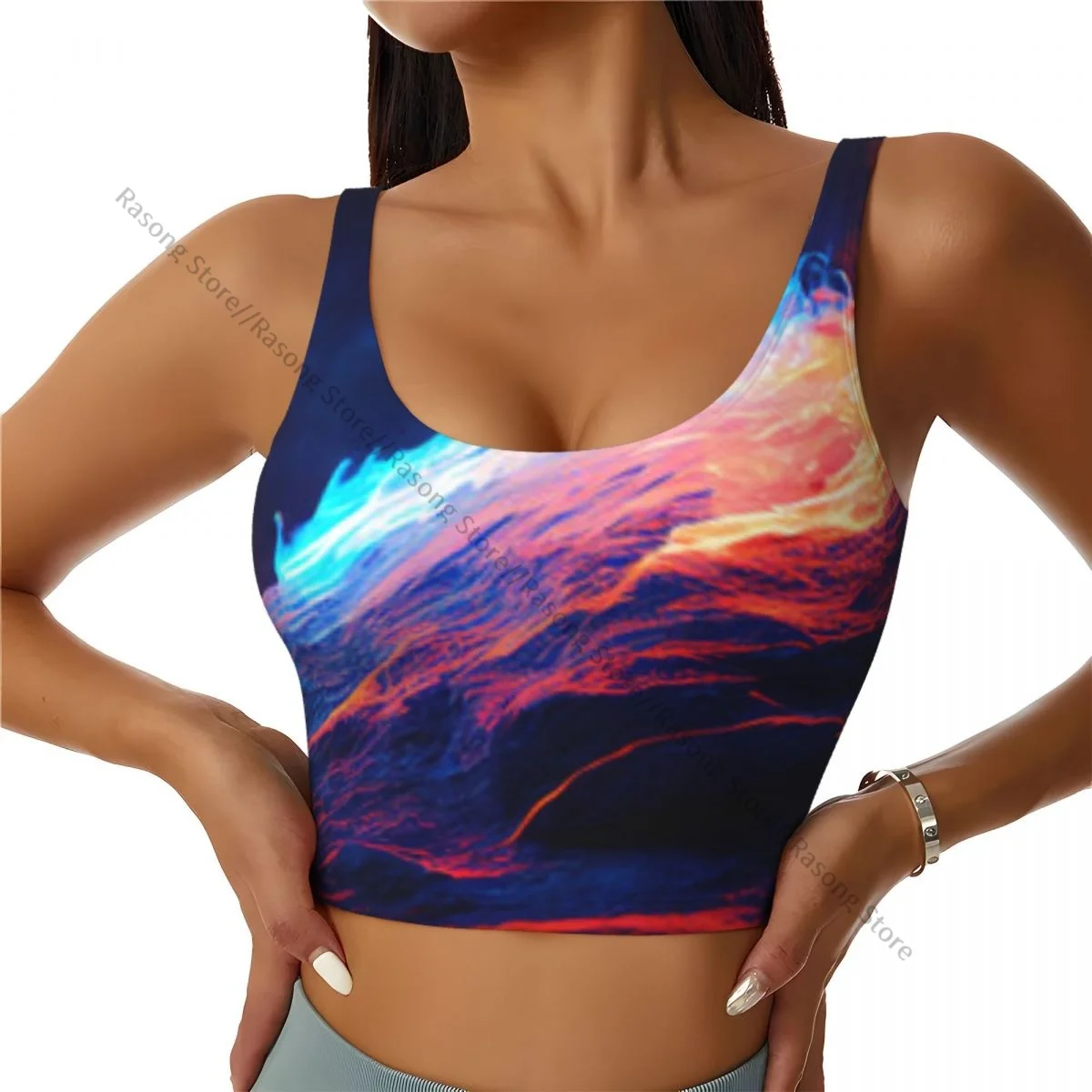 Yoga Vest Women Gym Sports Crop Tops Depicting Flames And Ice Streetwear Workout Breathable Tank Top Female