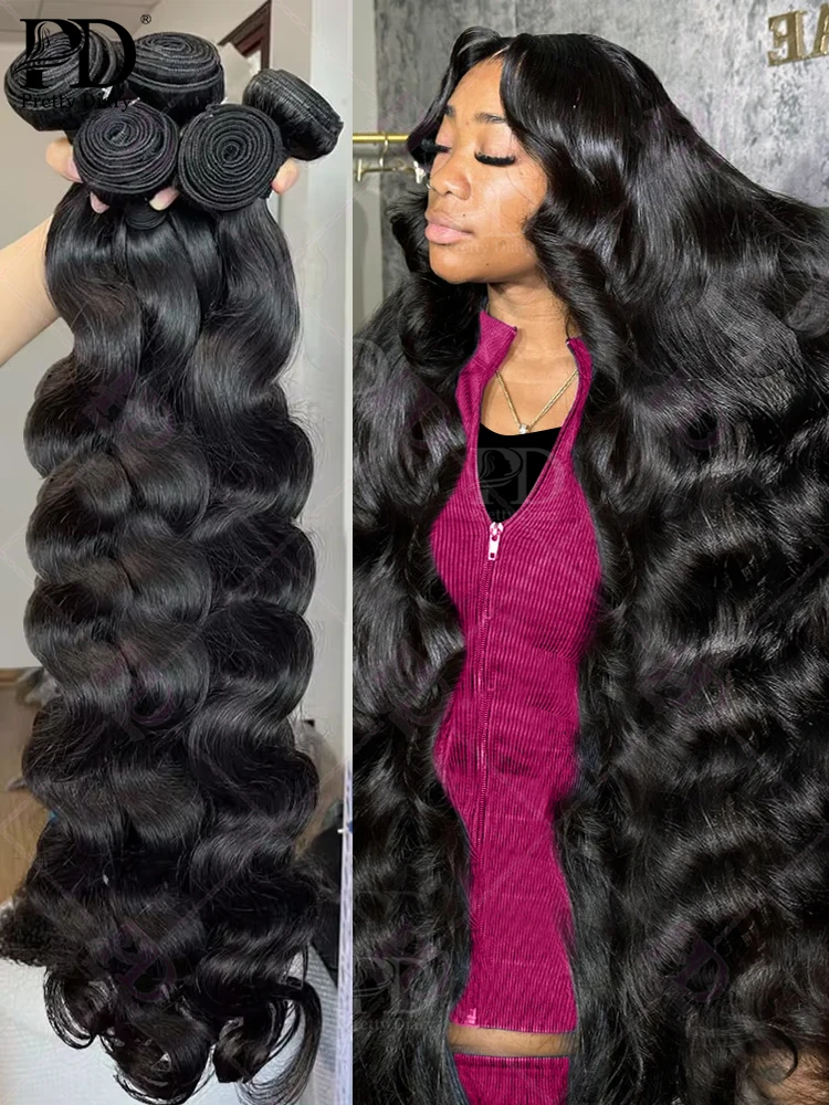 Brazilian Body Wave Bundles 20 22 24 Inch Human Hair 100% Unprocessed Virgin Hair 3 Bundles Weave Bundles Deals  Natural Black