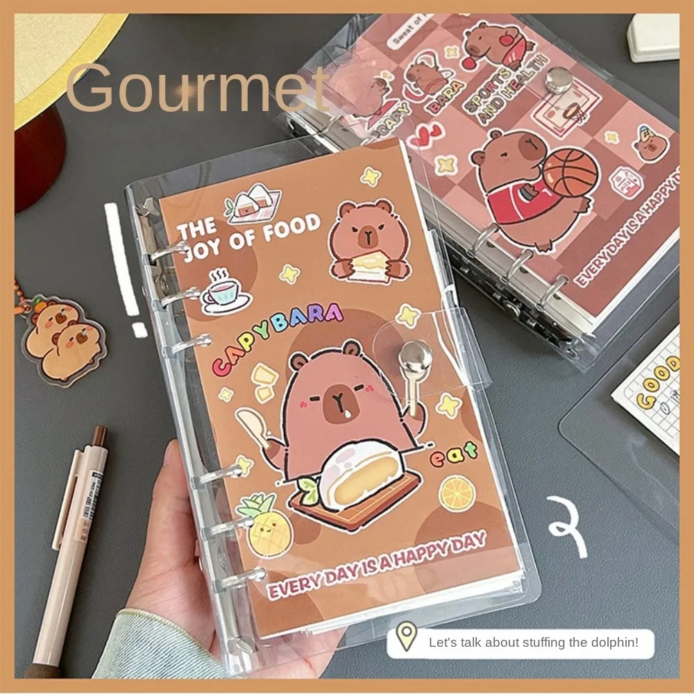 New Paper Capybara Notebook PVC Shell 80 Sheets/160 Pages Diary Transparent Removable Loose Leaf Ledger