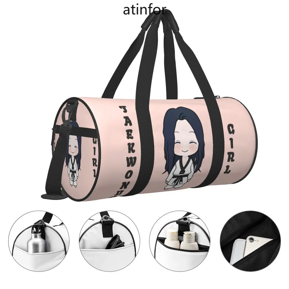 Bolsa de viaje Kawaii para chica de Taekwondo, bolsa de gimnasio para entrenamiento de artes marciales, bolsos grandes novedosos, bolsa de Fitness de fin de semana estampada para parejas