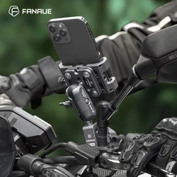 FANAUE Motorcycle Bike Phone Holder Mount Aluminum Alloy with Vibration Dampener ATV/ UTV Bike Scooter Handlebar GPS Clip