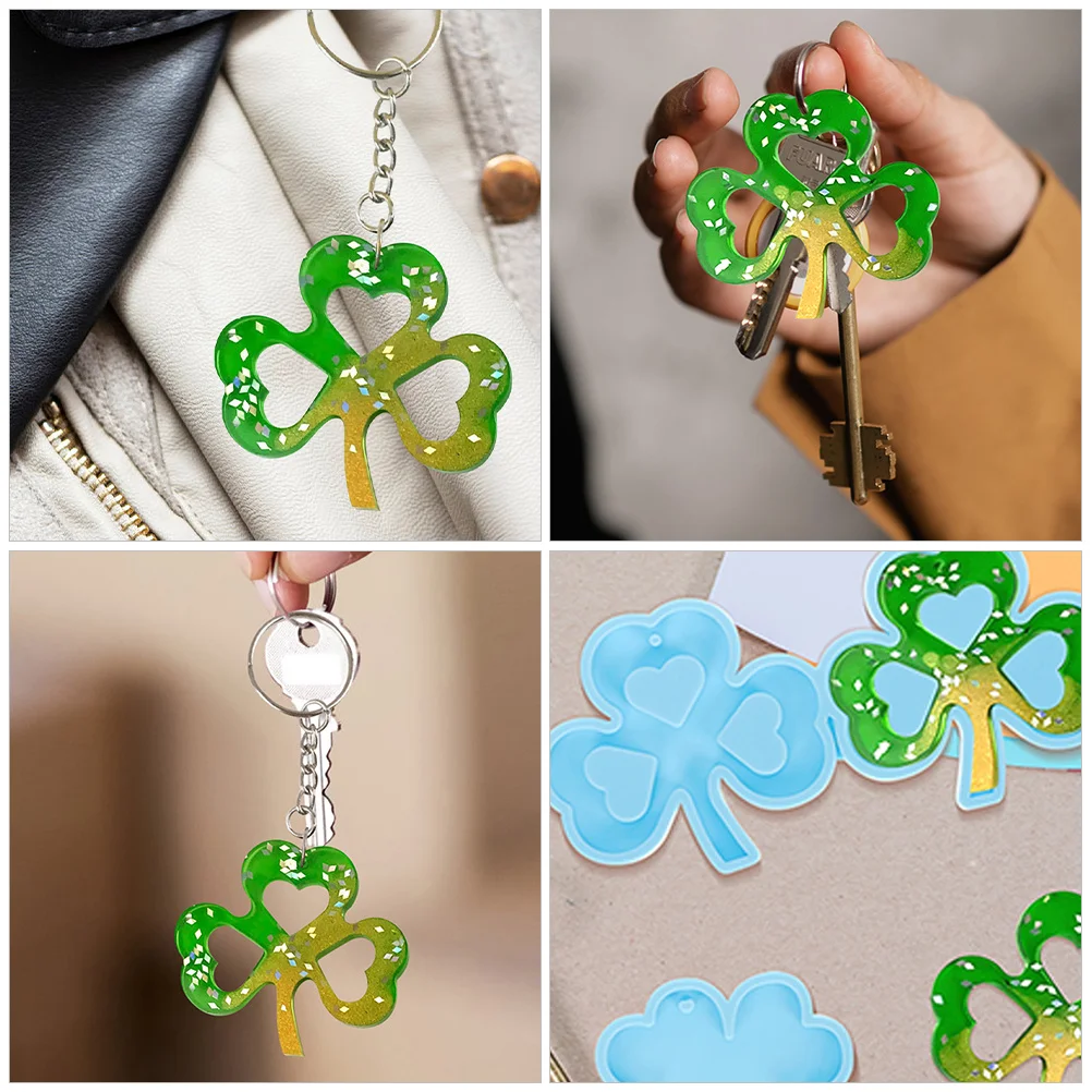 

2 шт., силиконовая форма для трилистника, гибкая форма для подвески в виде листа, сделай сам, ювелирные изделия, серьги из смолы, подвески для сережек, силиконовые подвески