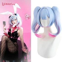 L-correo electrónico Peluca de pelo sintético para Halloween, conejo, Luka, Cosplay, colas de caballo, corto, azul, Color rosa mezclado, agujero de Luka, resistente al calor