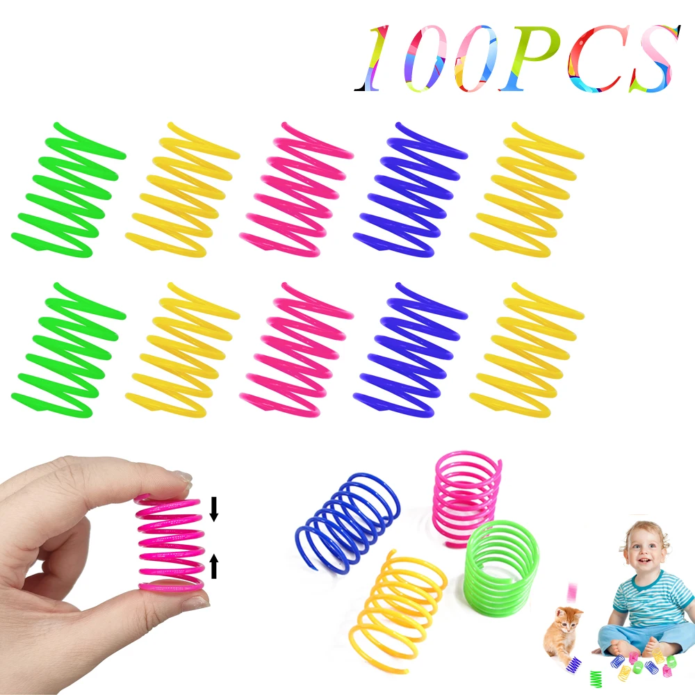 

100Pcs Cat Coil Spiral Springs Toy Kitten Toy High Quality Plastic Coil Spiral Springs Pet Toy For All Cats Pet Products